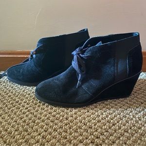 Black Suede Wedge Booties , size: 10M but run small